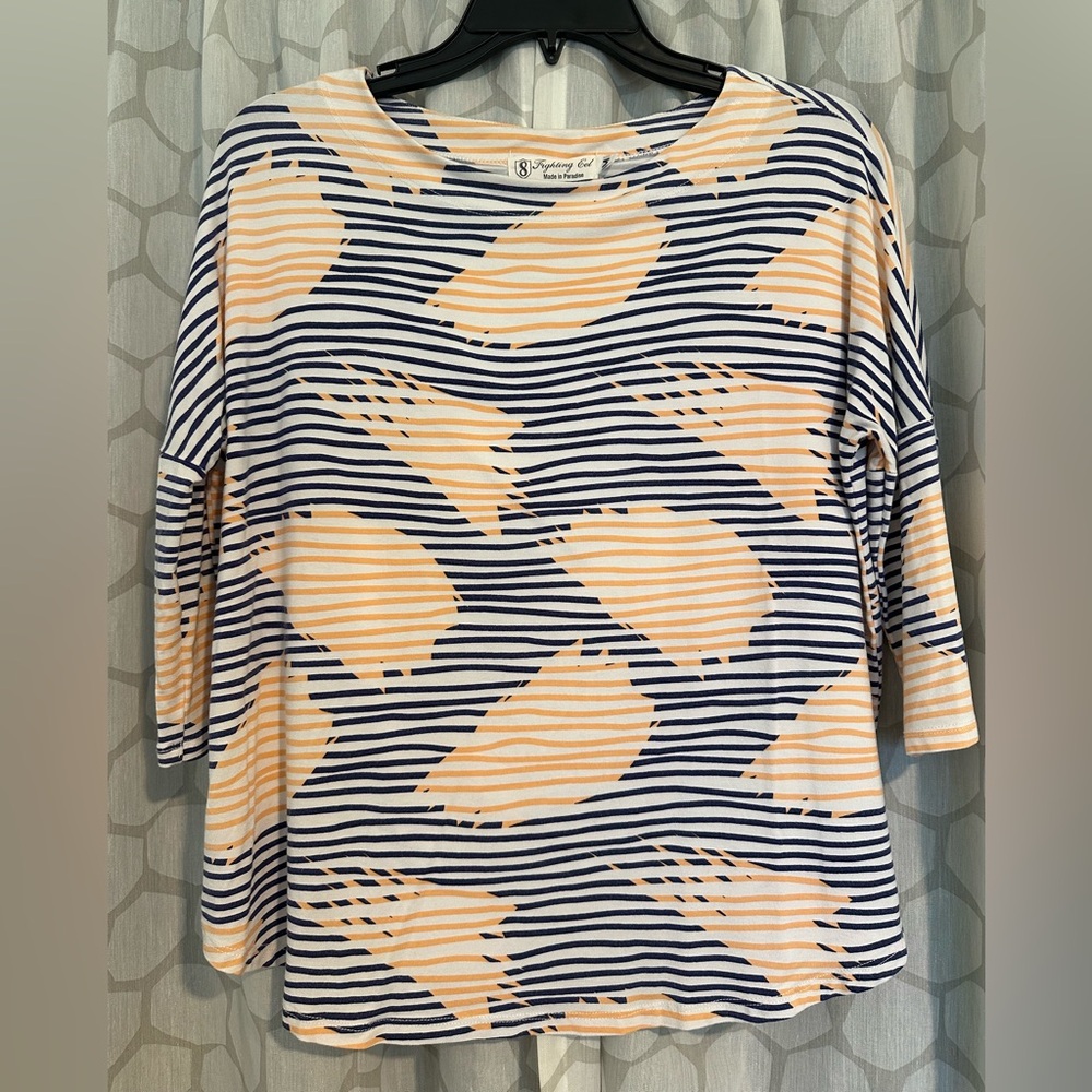 Fighting Eel Striped Peach and Navy Top